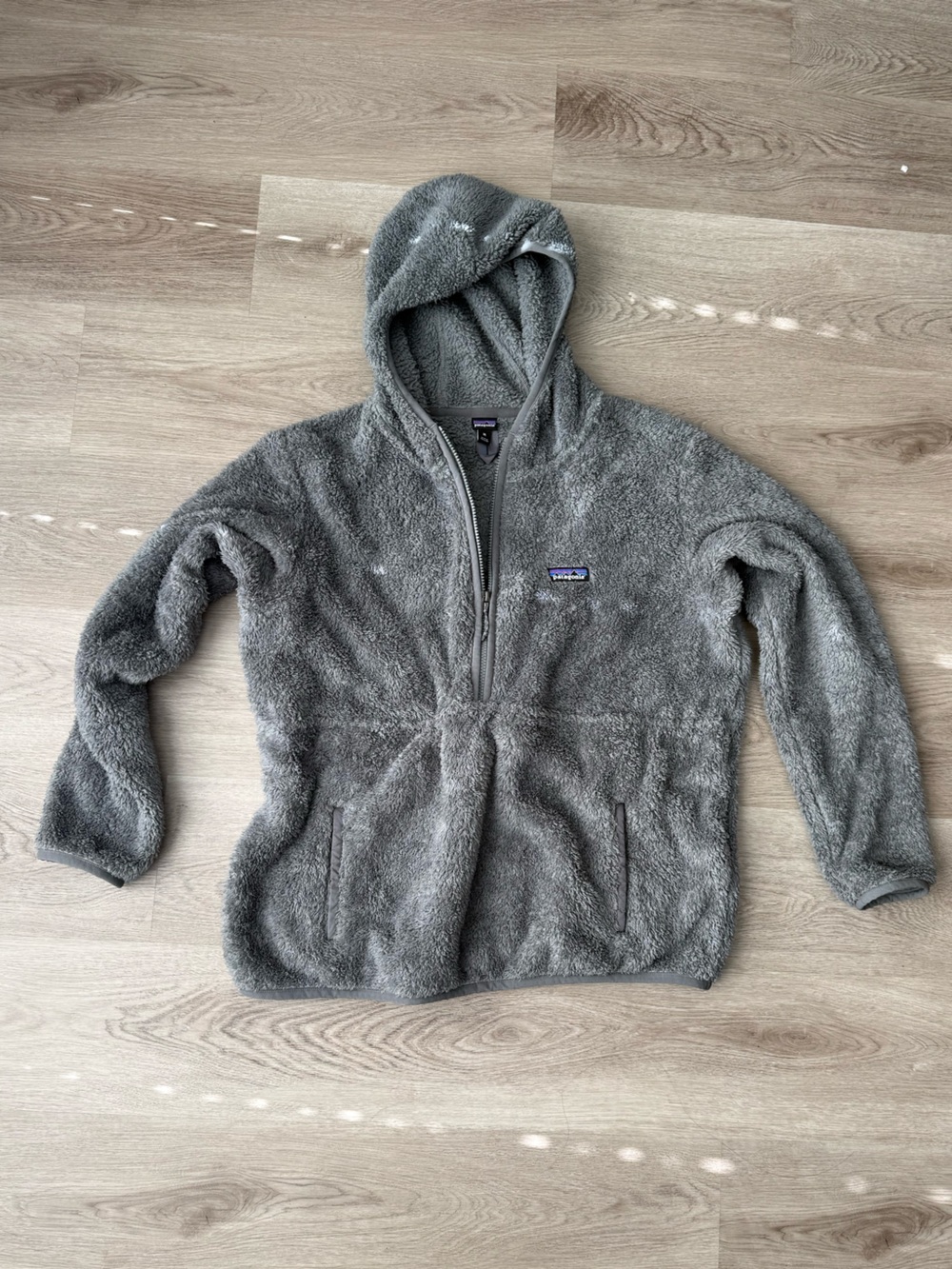 Patagonia Heather Gray Plush Fleece Zip Hoodie